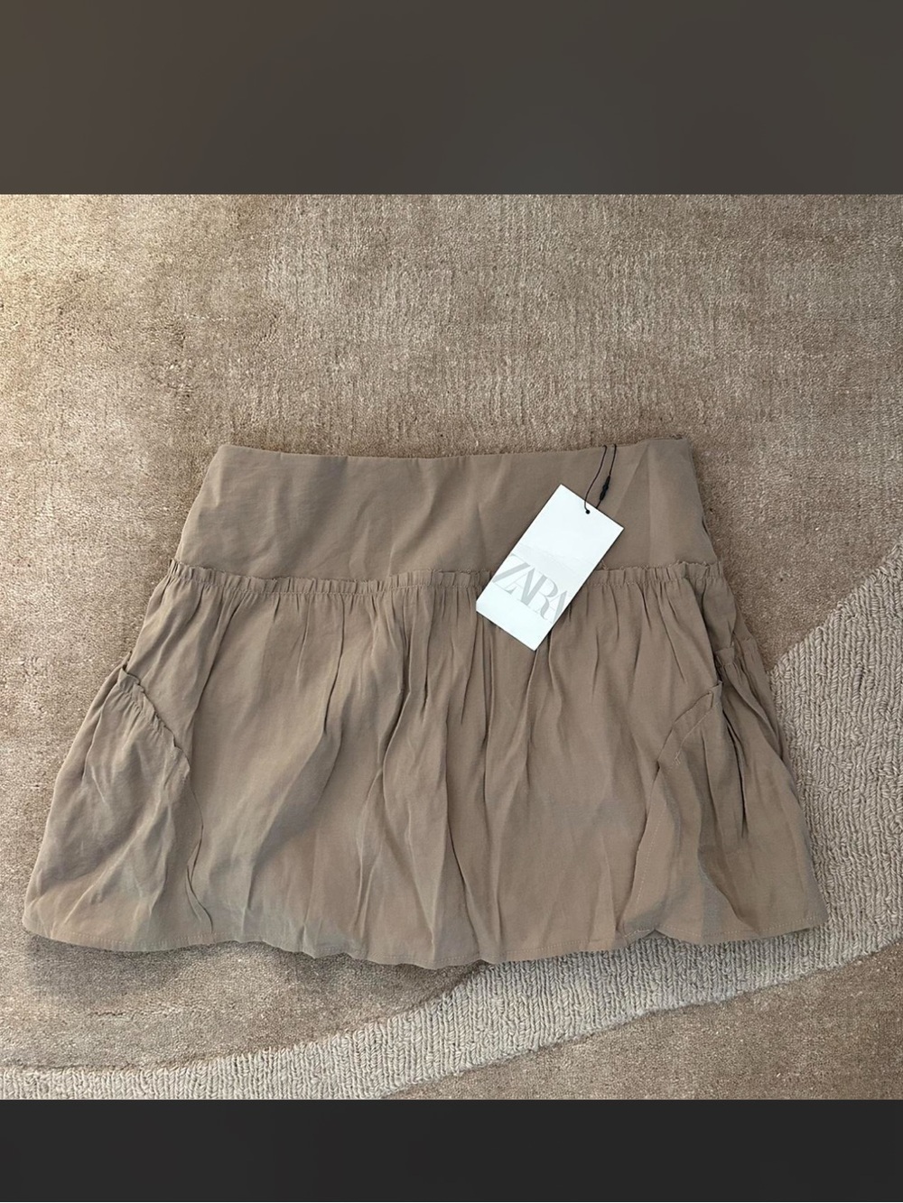Zara Taupe Tiered Mini Skort